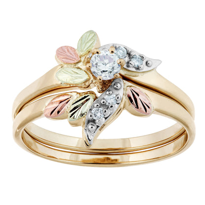 Intricate Five Diamond - Black Hills Gold Engagement & Wedding Ring Set