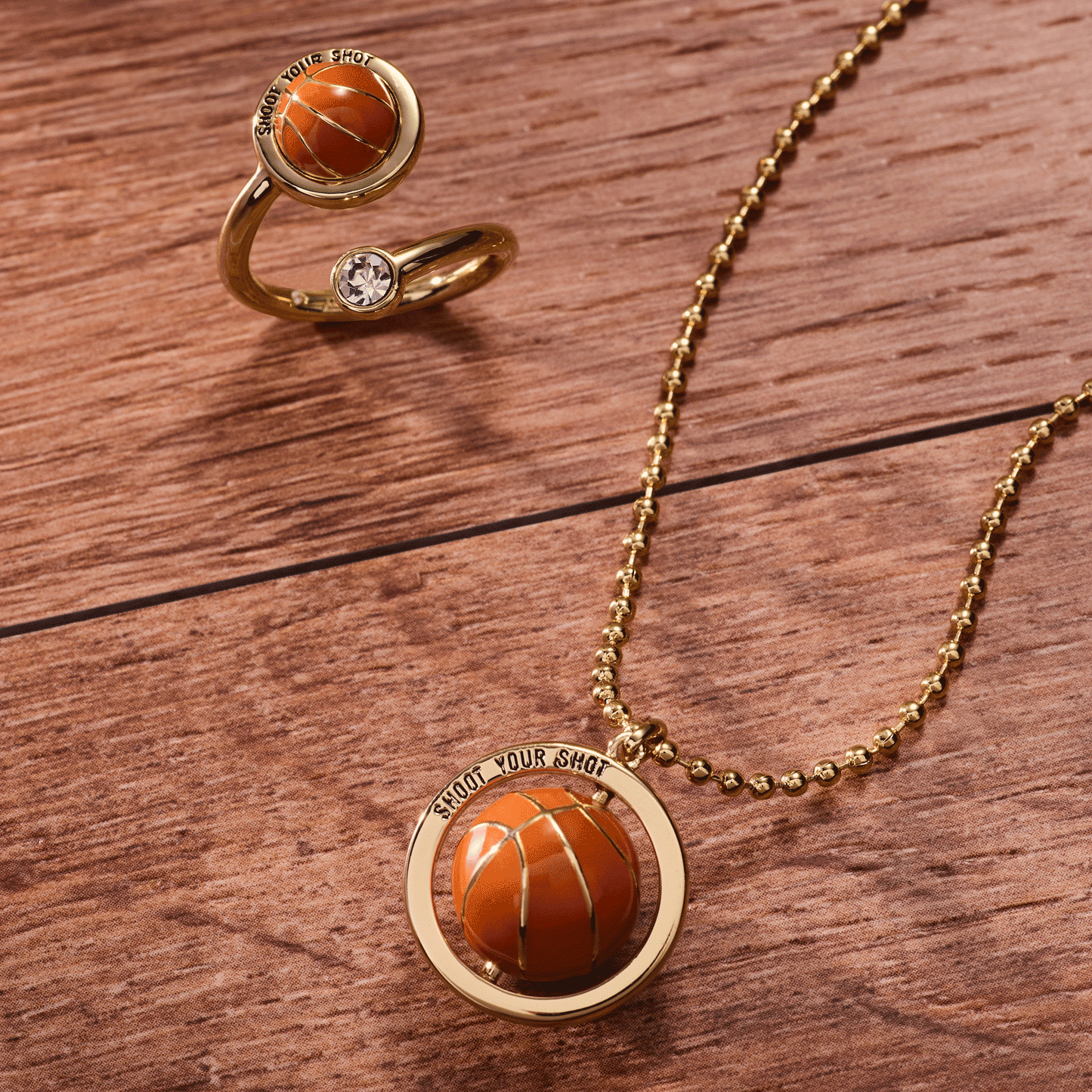'Shoot Your Shot' Basketball Open Fidget Ring ALEX AND ANI