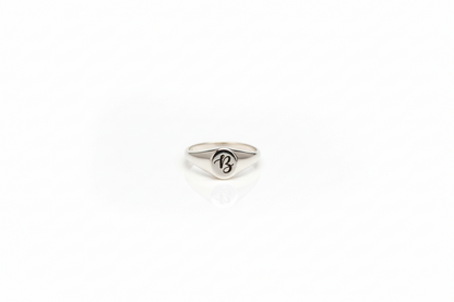 Personalized Initial Pinky Signet Ring in 925 Sterling Silver