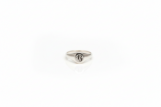 Personalized Initial Pinky Signet Ring in 925 Sterling Silver