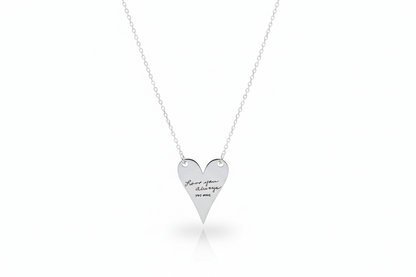 Actual Handwriting Engraving Heartfelt Grace Minimalist Heart Necklace in  925 Sterling Silver