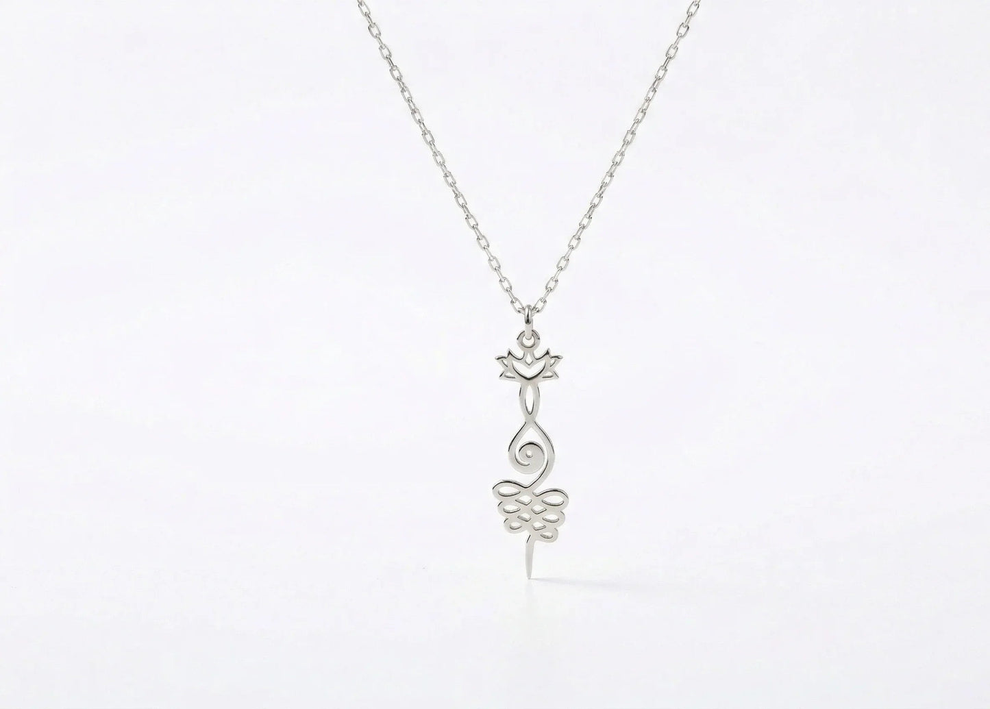 Lotus Unalome Necklace - Sterling Silver Yoga Symbol of Enlightenment