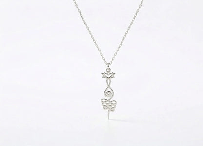 Lotus Unalome Necklace - Sterling Silver Yoga Symbol of Enlightenment