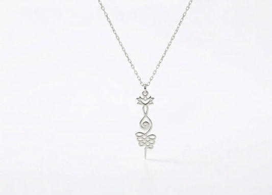 Lotus Unalome Necklace - Sterling Silver Yoga Symbol of Enlightenment