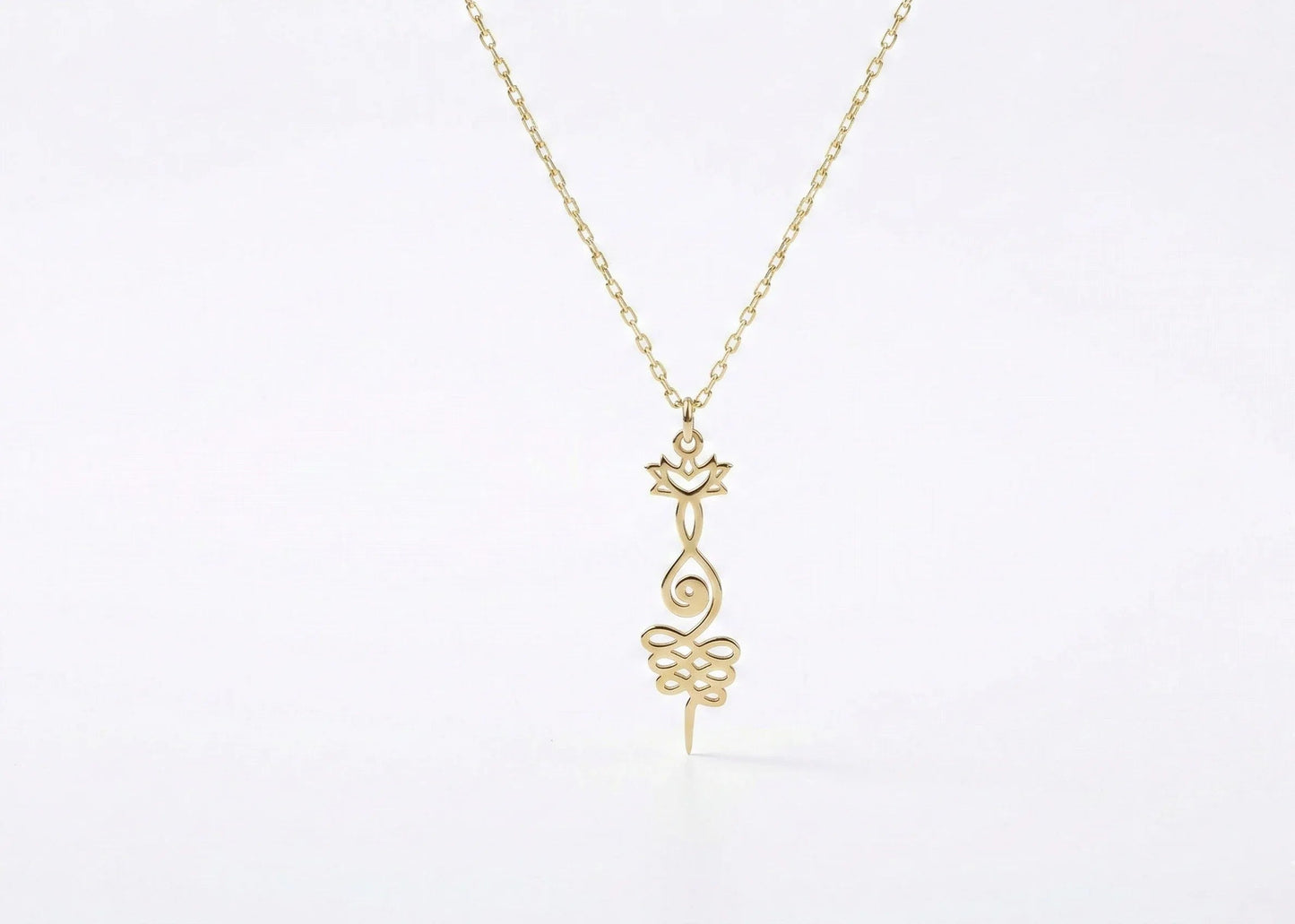Lotus Unalome Necklace - Sterling Silver Yoga Symbol of Enlightenment
