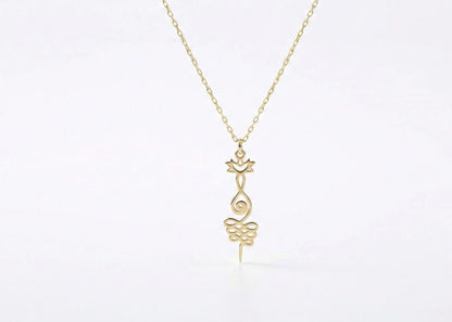 Lotus Unalome Necklace - Sterling Silver Yoga Symbol of Enlightenment
