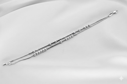 Personalized Morse Code Bracelet - Two Strands of Hidden Messages in 925 Sterling Silver