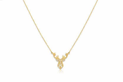 Sterling Silver Deer Origami Necklace - Chic Geometric Pendant for Nature Lovers