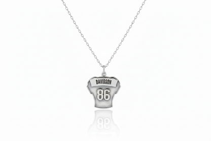Personalized Sterling Silver Football Jersey Necklace