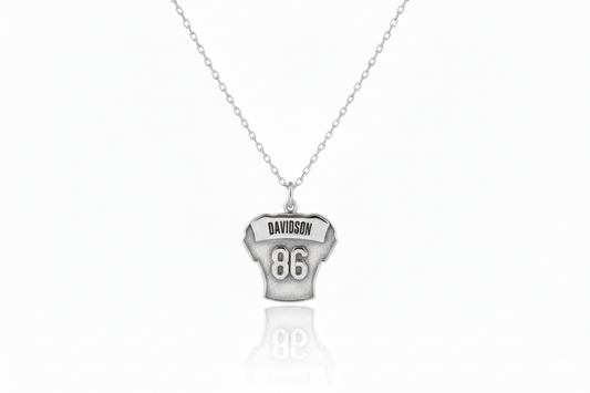 Personalized Sterling Silver Football Jersey Necklace
