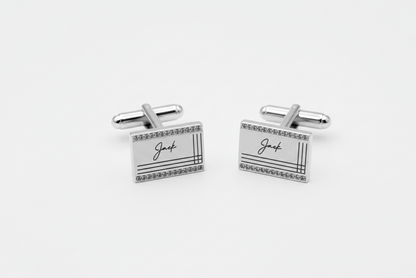Your Actual Handwriting Engraved Cufflinks in 925 Sterling Silver