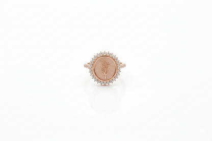 Blooming Love Birth Flower Ring with Multi-CZ Diamond