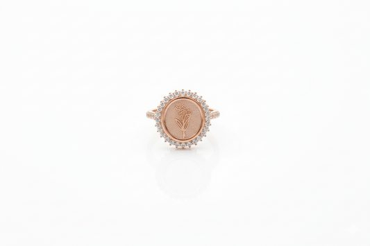 Blooming Love Birth Flower Ring with Multi-CZ Diamond