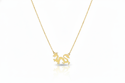 14K Gold Dragon Necklace - Bold Chinese Astrology Charm for Good Luck & Inspiration