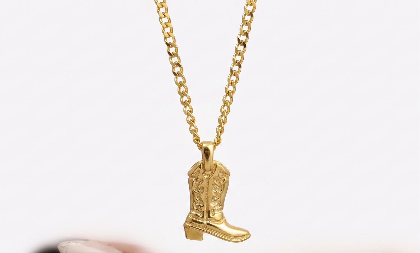 Cowgirl Cowboy Boot Pendant Necklace in 925 Sterling Silver