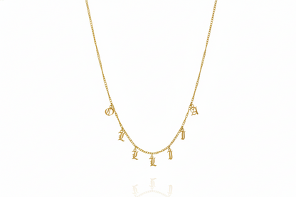 Personalized Name Necklace in Gothic Design Style