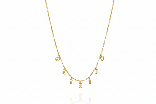 Personalized Name Necklace in Gothic Design Style