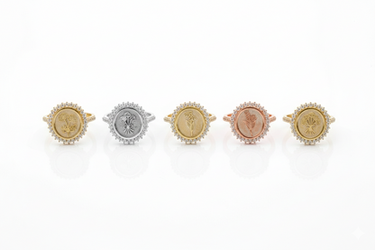Blooming Love Birth Flower Ring with Multi-CZ Diamond