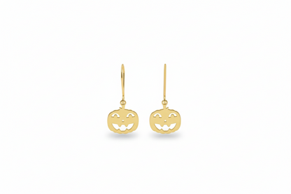 Silver Pumpkin Dangle Earrings - Whimsical Charms for Spooky Style