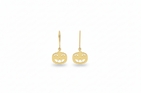Silver Pumpkin Dangle Earrings - Whimsical Charms for Spooky Style