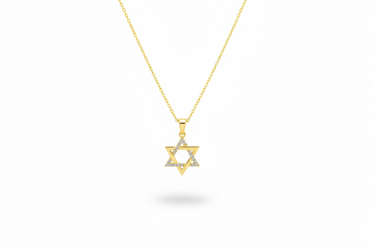 Starry Jewels 14K Gold Star of David Necklace - Pave Pendant for Hanukkah & Bat Mitzvah Gifts