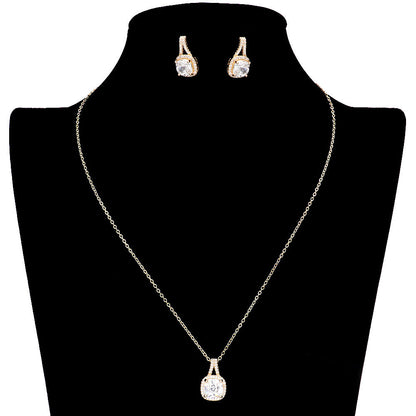 CZ Cushion Square Stone Jewelry Set