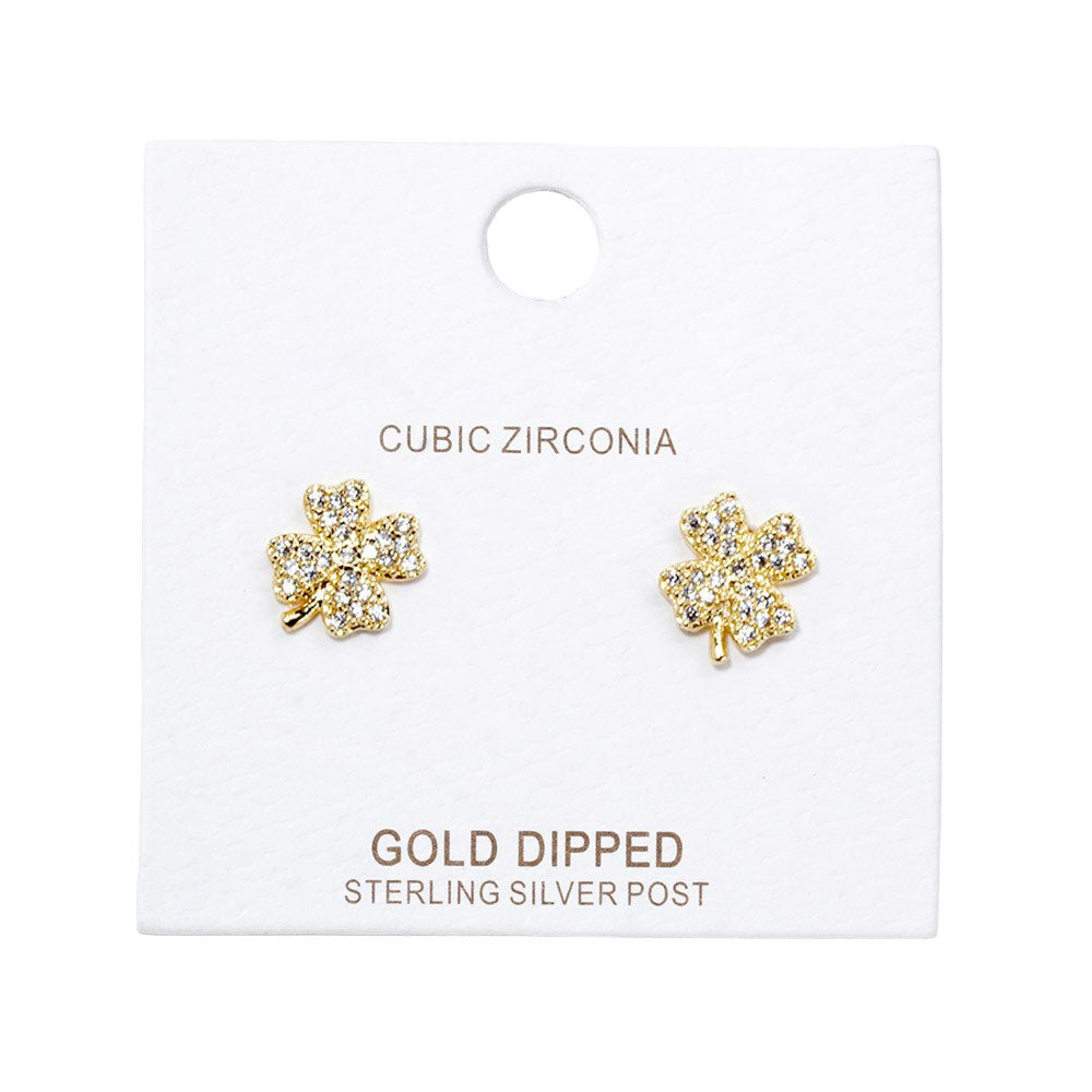 Cubic Zirconia Clover Stud Earrings