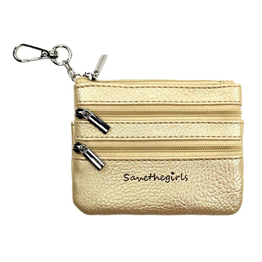 Zippered Pouch Gold w/Silver Hardware SaveTheGirls