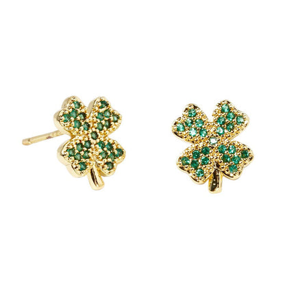 Cubic Zirconia Clover Stud Earrings