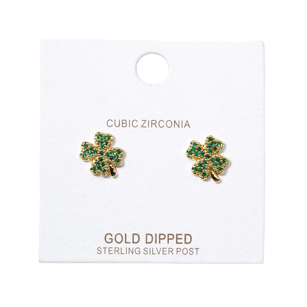 Cubic Zirconia Clover Stud Earrings