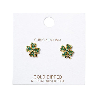 Cubic Zirconia Clover Stud Earrings