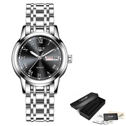 Women's Two Tone Stainless Steel Bracelet Watch Slim
