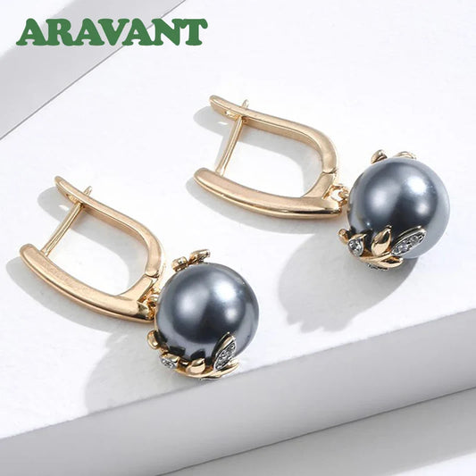 925 Silver 18K Gold Black Pearl Long Dangle Earring Jewelry Gift