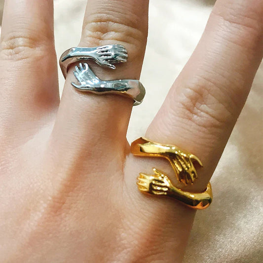 Gothic Hug Muscle Hands Rings Men Adjustable Open Cuff Ring Party Wedding Rings Vintage Jewelry Anillos Bague