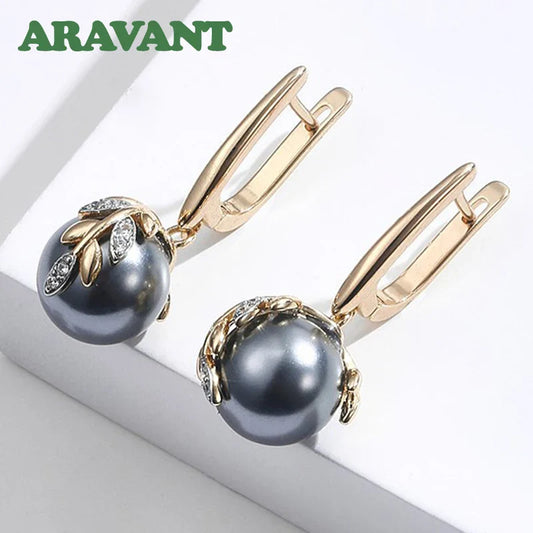 925 Silver 18K Gold Black Pearl Long Dangle Earring Jewelry Gift