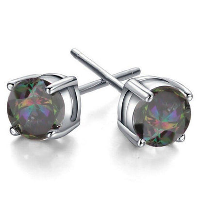 Half Carat Round Cut Topaz Stud Earrings