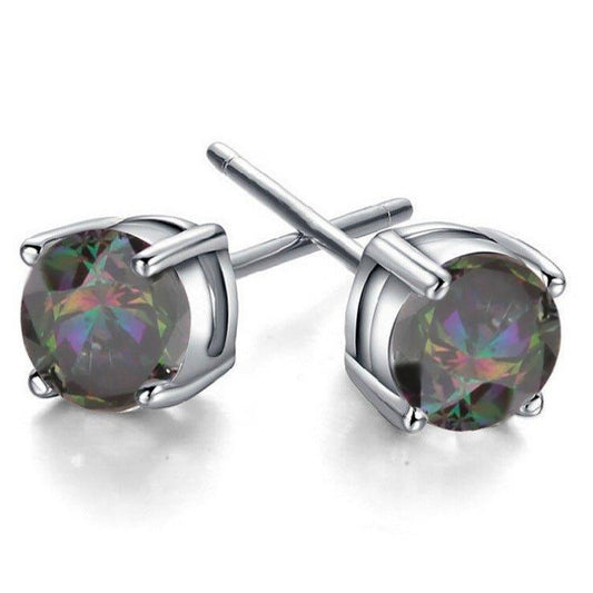 Half Carat Round Cut Topaz Stud Earrings