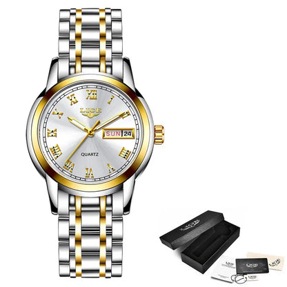 Women's Two Tone Stainless Steel Bracelet Watch Slim