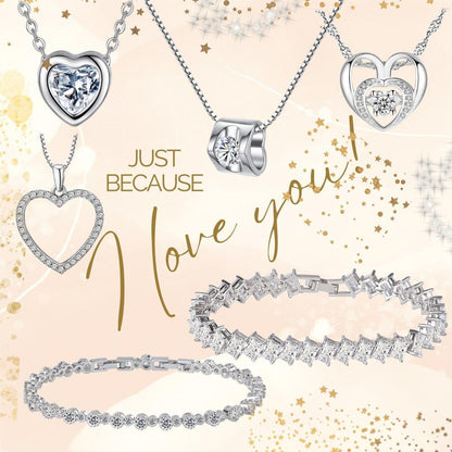 Heart Cubic Zirconia Tennis Bracelet with Round Cut White Diamond Cubic Zirconia