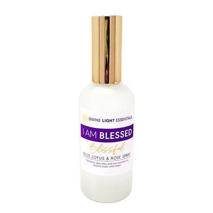 I Am Blessed Trio Set - Blue Lotus and Rose Flower Elixir - Roller Bottle, Drops and Body Spray Divine Light Codes
