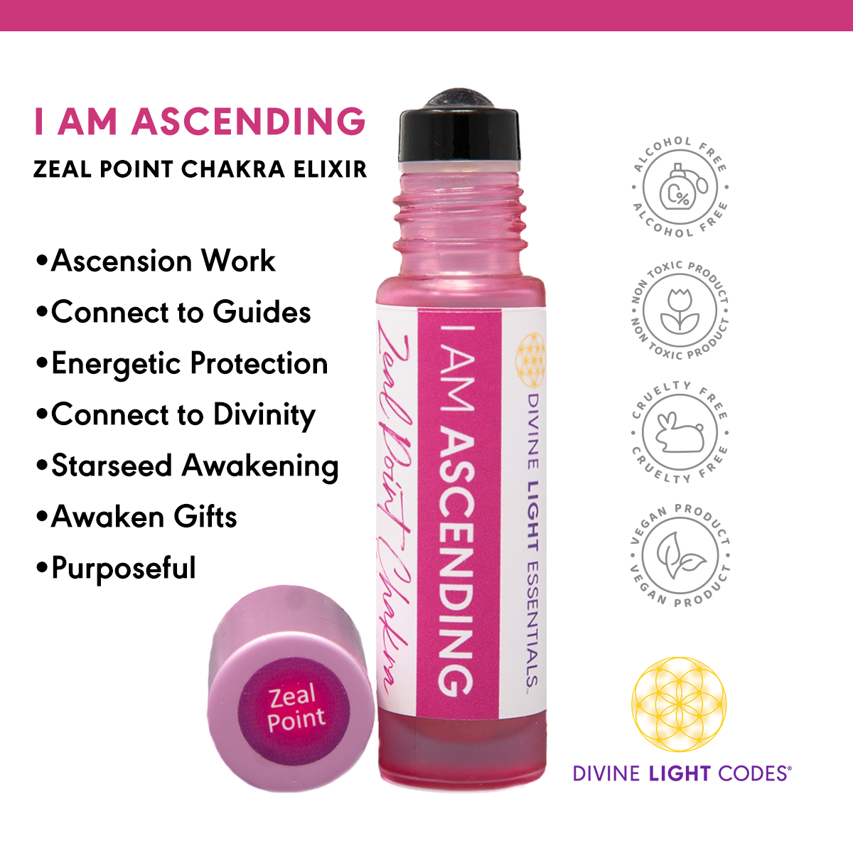 I Am Ascending Essential Oil Elixir - Zeal Point Chakra - Awaken Spiritual Gifts - Divine Harmony Divine Light Codes