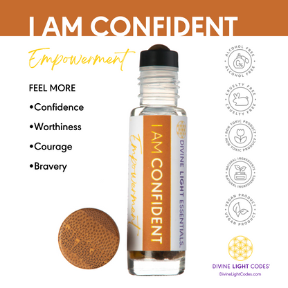 I Am Confident Essential Oil Elixir - Empowerment - Aromatherapy Roller Bottle Divine Light Codes
