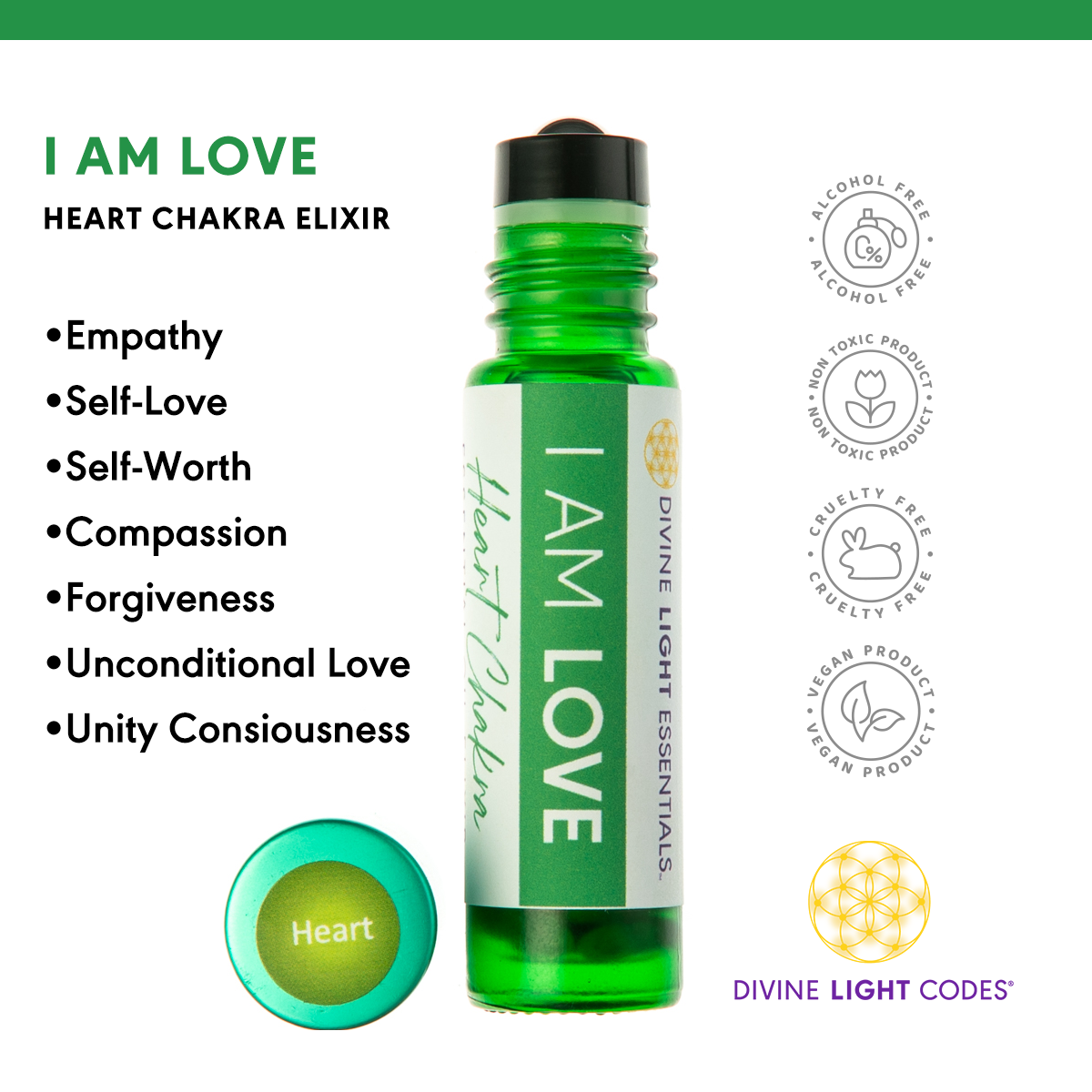 Chakra Balancing Elixirs - Essential Oils - 7 Roller Bottles Set Divine Light Codes