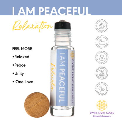 I Am Peaceful Essential Oil Elixir - Relaxation - Aromatherapy Roller Bottle Divine Light Codes