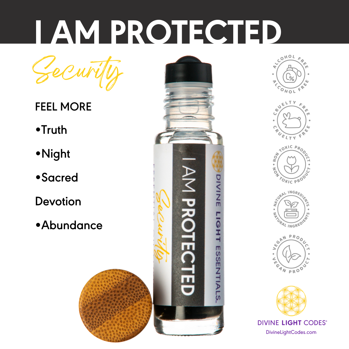 I Am Protected Essential Oil Elixir - Security - Grounding - Protection - Aromatherapy Roller Bottle Divine Light Codes
