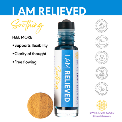 I Am Relieved Essential Oil Elixir - Soothing - Aromatherapy Roller Bottle Divine Light Codes