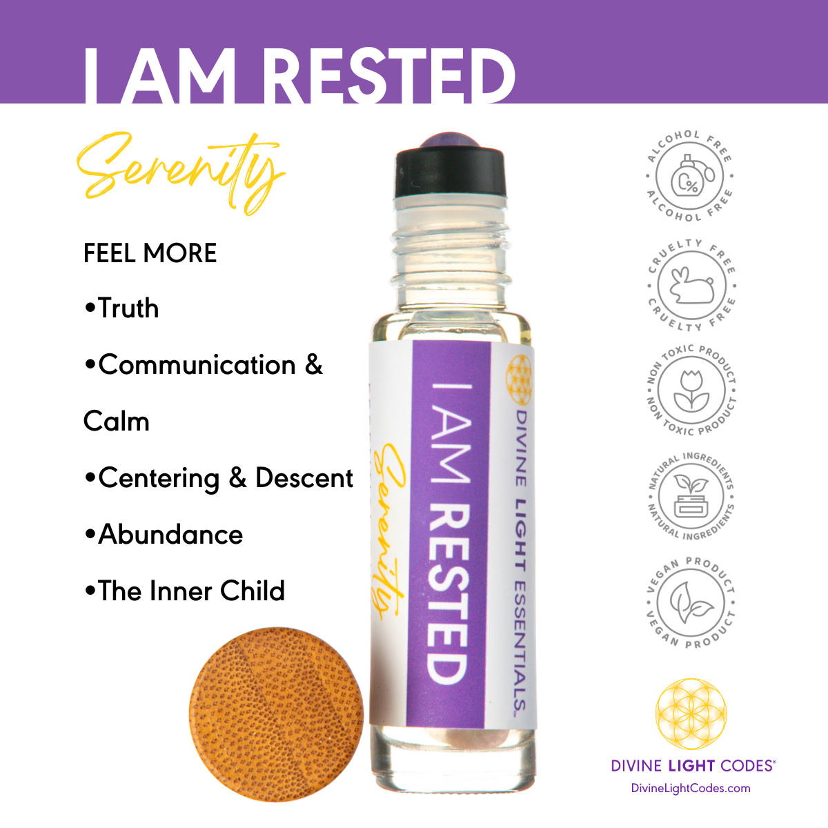 I Am Rested Essential Oil Elixir - Serenity - Sleep - Aromatherapy Roller Bottle Divine Light Codes