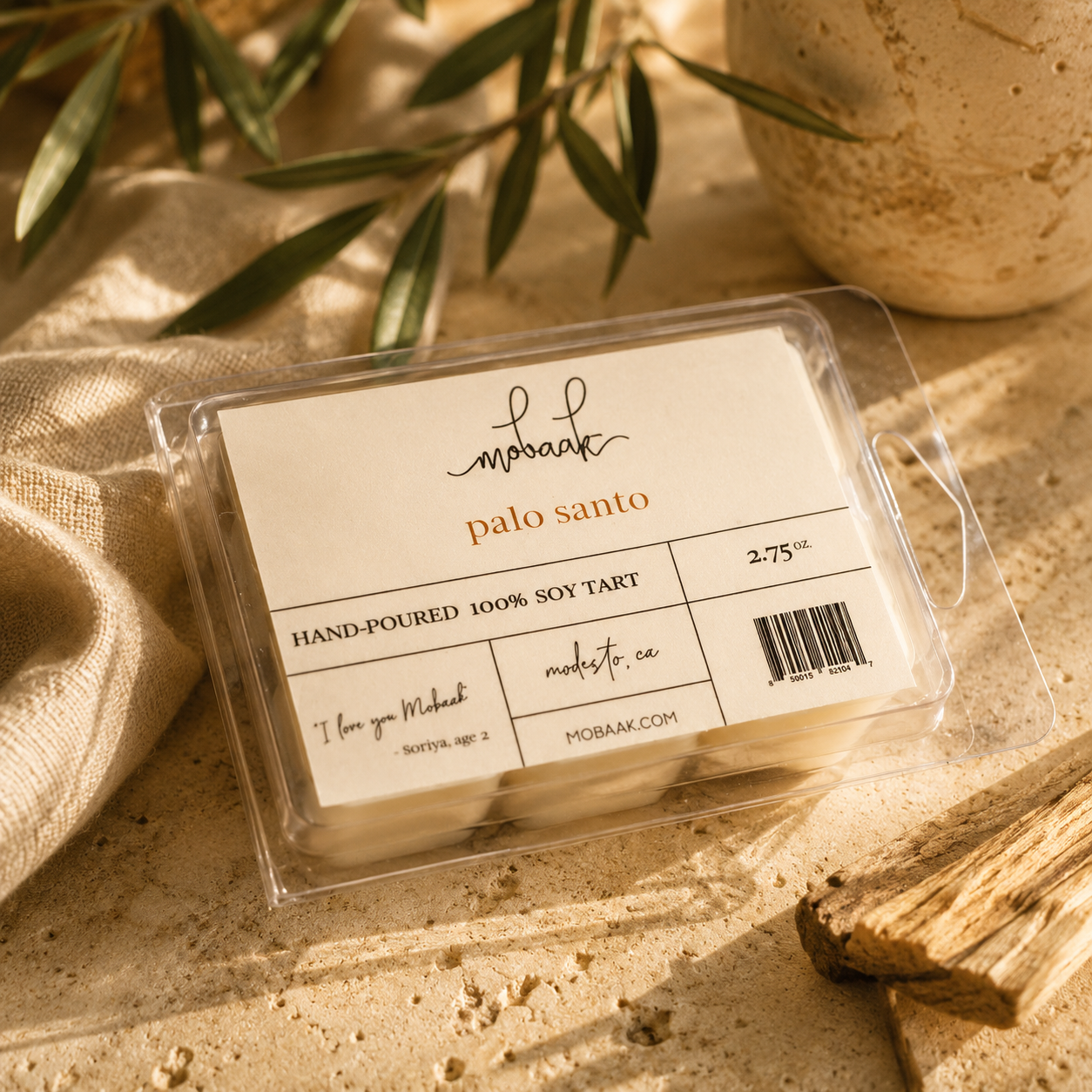 Palo Santo Wax Melt (Wickless Tart) Mobaak Aromatherapy Shoppe