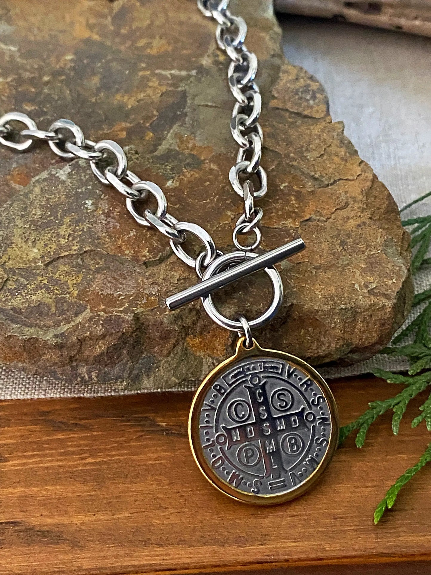 ST. BENEDICT TOGGLE NECKLACE Bellaforma Jewelry