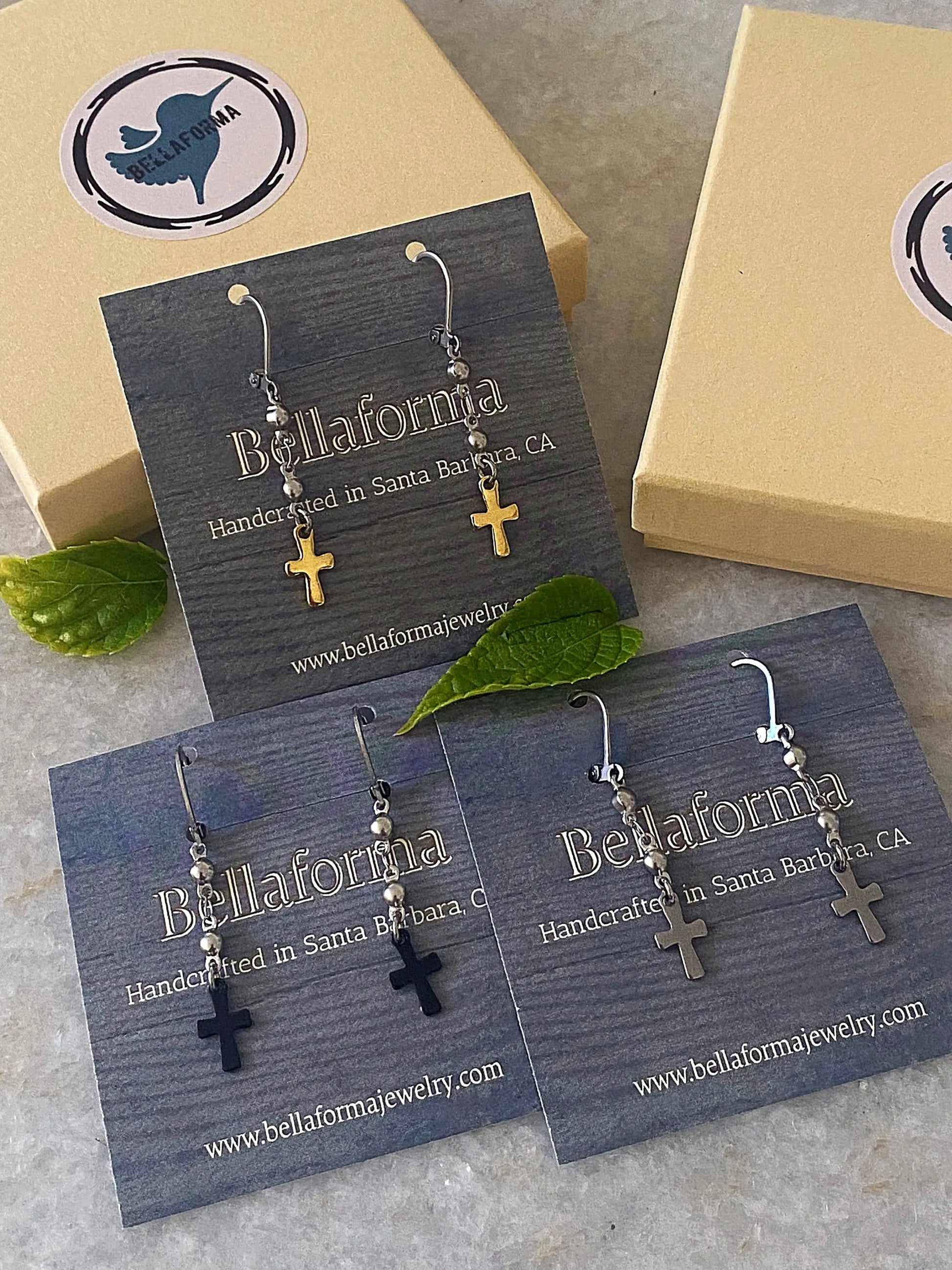 BEADED CROSS EARRINGS Bellaforma Jewelry